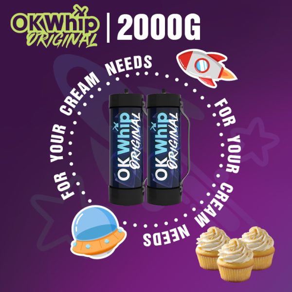 3.3L Whipped Cream Chargers Nitrous Oxide N2O 2000g OKwhip